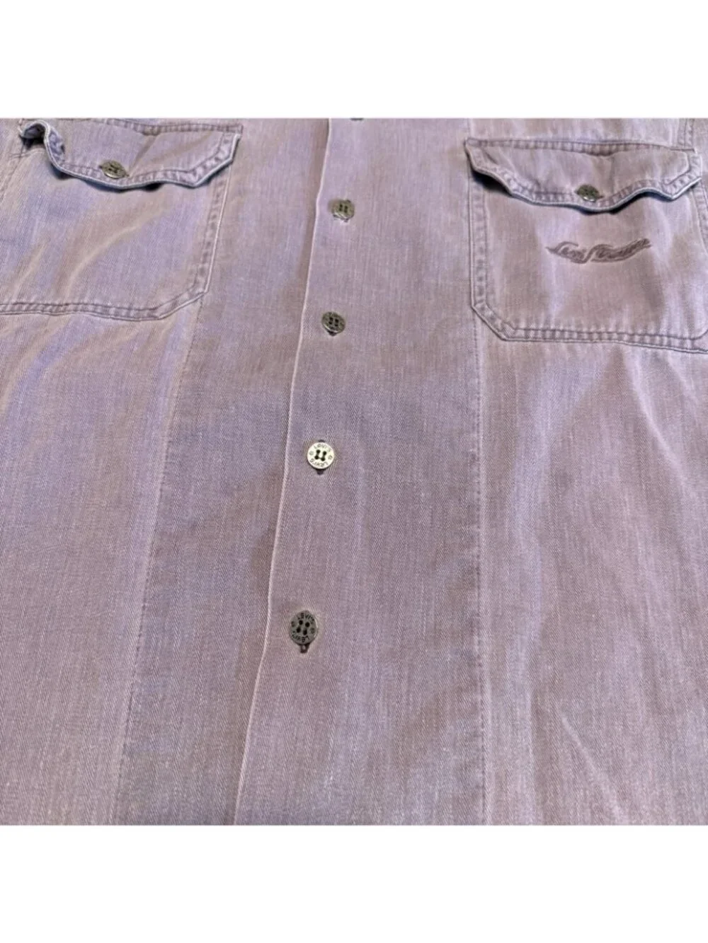 Vintage Levi's Long Sleeve Button Up Shirt Lavender Purple Pockets Mens Large